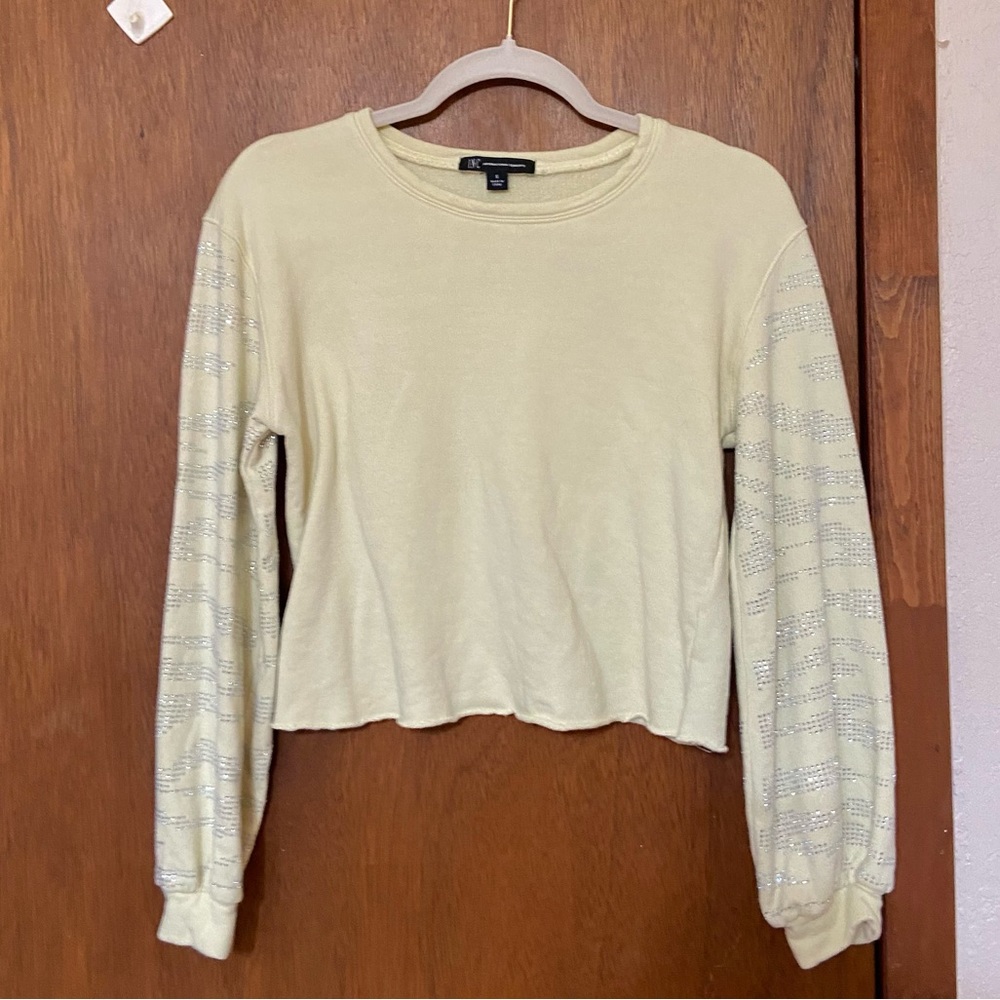 Rhinestone Embellished Sleeve Cropped Sweatshirt International Concepts Macy’s